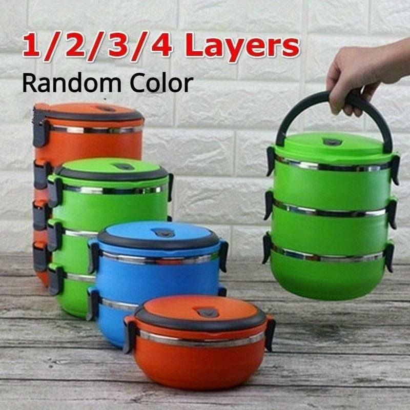 Stainless Steel Thermal Insulated Lunch Box Set - Leakproof Round Multi-Tier Tiffin with Manual Hand Wash Design, Stackable Food Storage Containers with Carry Handle, 1/2/3/4 Layer Options, No Electricity Needed - Epic Store