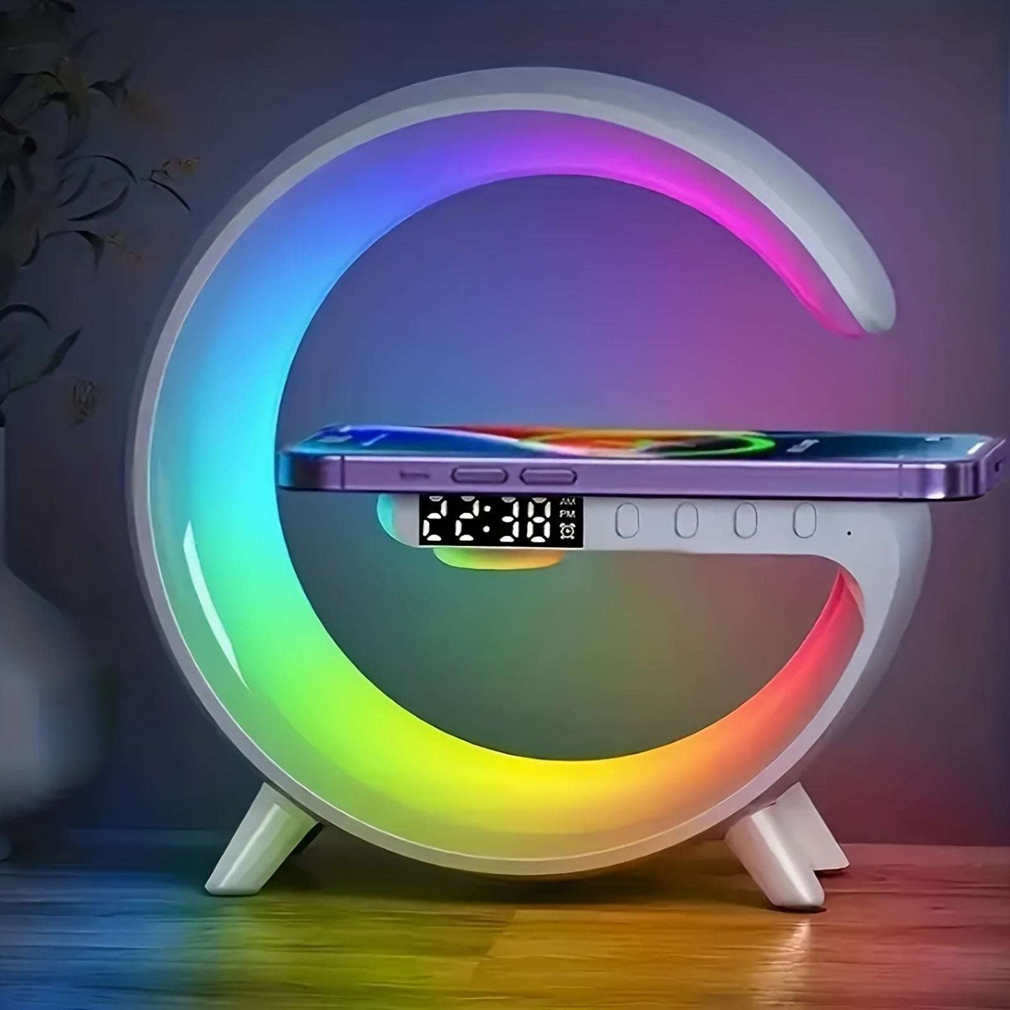 Wireless Wireless Speaker with Wireless Fast Charging, Rhythm RGB Light, Strip Smart Lamp, Sunrise Alarm Clock, Bedroom Wake-up Light, Dimmable Desk Lamp - Epic Store
