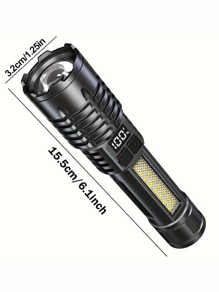 High-Brightness Flashlight with Strong Light for Outdoor Camping, Rechargeable Power Bank Digital Display Flashlight, Portable Zooming Flashlight - Epic Store