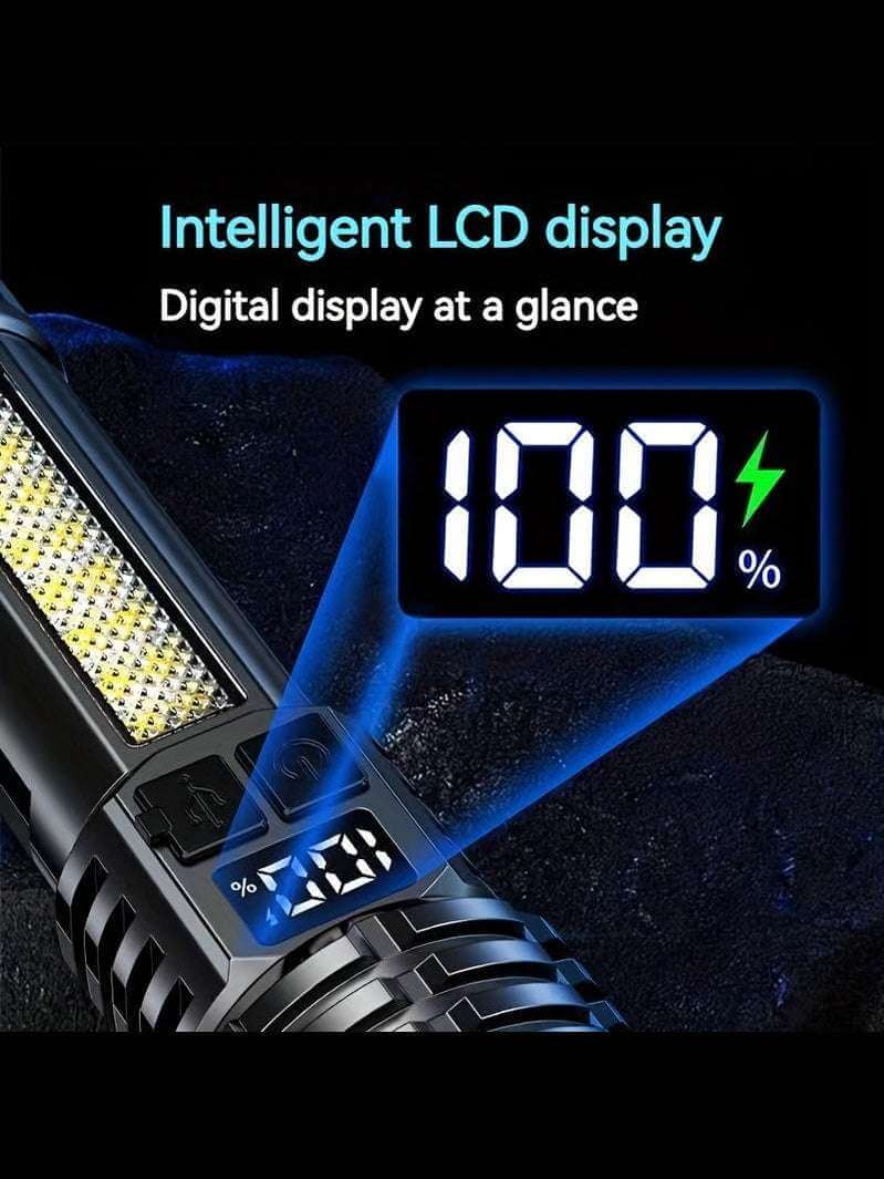 High-Brightness Flashlight with Strong Light for Outdoor Camping, Rechargeable Power Bank Digital Display Flashlight, Portable Zooming Flashlight - Epic Store