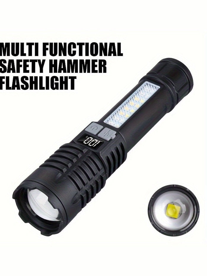 High-Brightness Flashlight with Strong Light for Outdoor Camping, Rechargeable Power Bank Digital Display Flashlight, Portable Zooming Flashlight - Epic Store