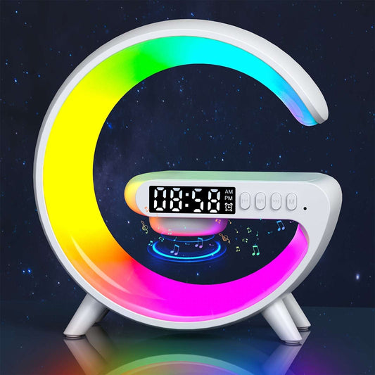 Wireless Wireless Speaker with Wireless Fast Charging, Rhythm RGB Light, Strip Smart Lamp, Sunrise Alarm Clock, Bedroom Wake-up Light, Dimmable Desk Lamp - Epic Store