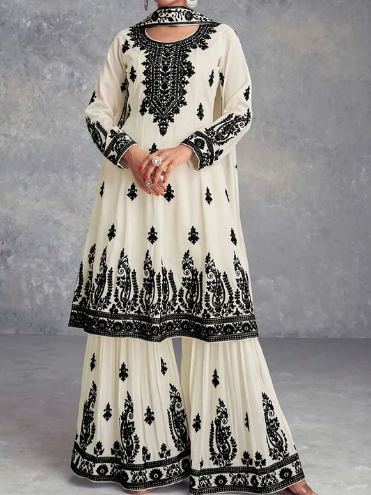 Women's Casual Elegant Floral Print Round Neck Long Sleeve Top and Pants Set BK123002 - Epic Store