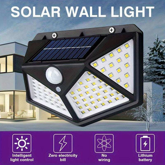 New 100LED wall sensor light, intelligent light sensor, solar charging, brightness automatic adjustment, outdoor solar sensor light, four side luminous human sensor wall light - Epic Store